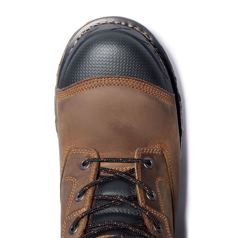 Timberland Μποτακια Εργασίας Ανδρικα Καφε/Μαυρα - Pro® Boondock 6\" Comp Toe - Greece 8461035-ZI